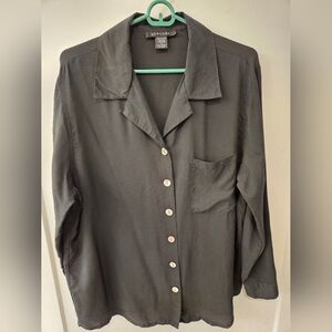 NWOT - Silkland Black Crepe 100% Silk Blouse - Size 1X